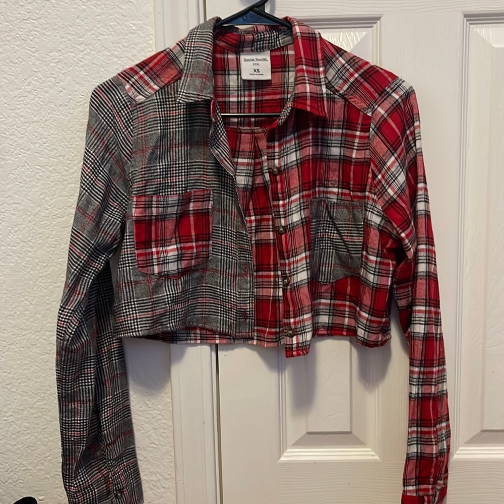cropped button up